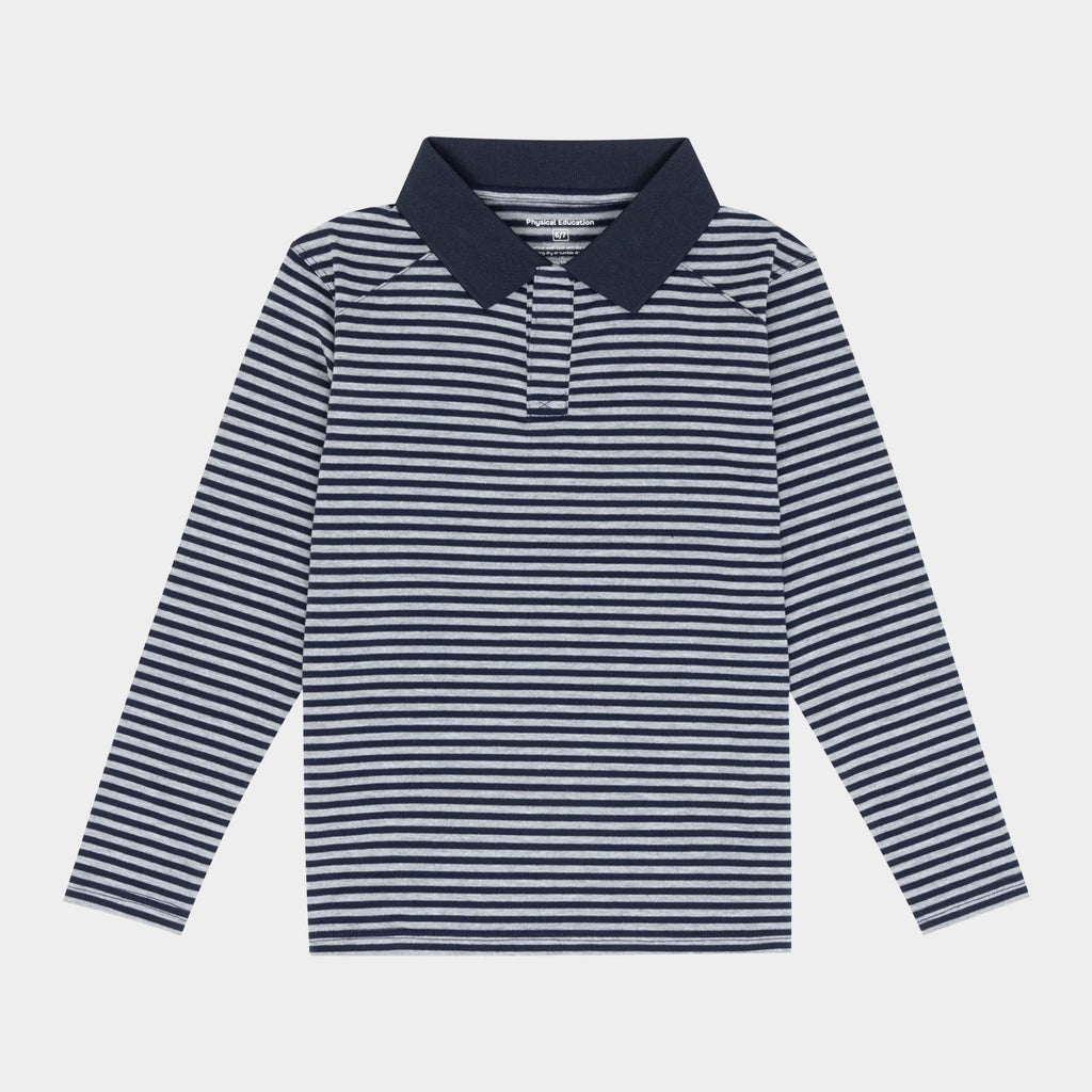 Long Sleeve Core Polo - Navy Stripe