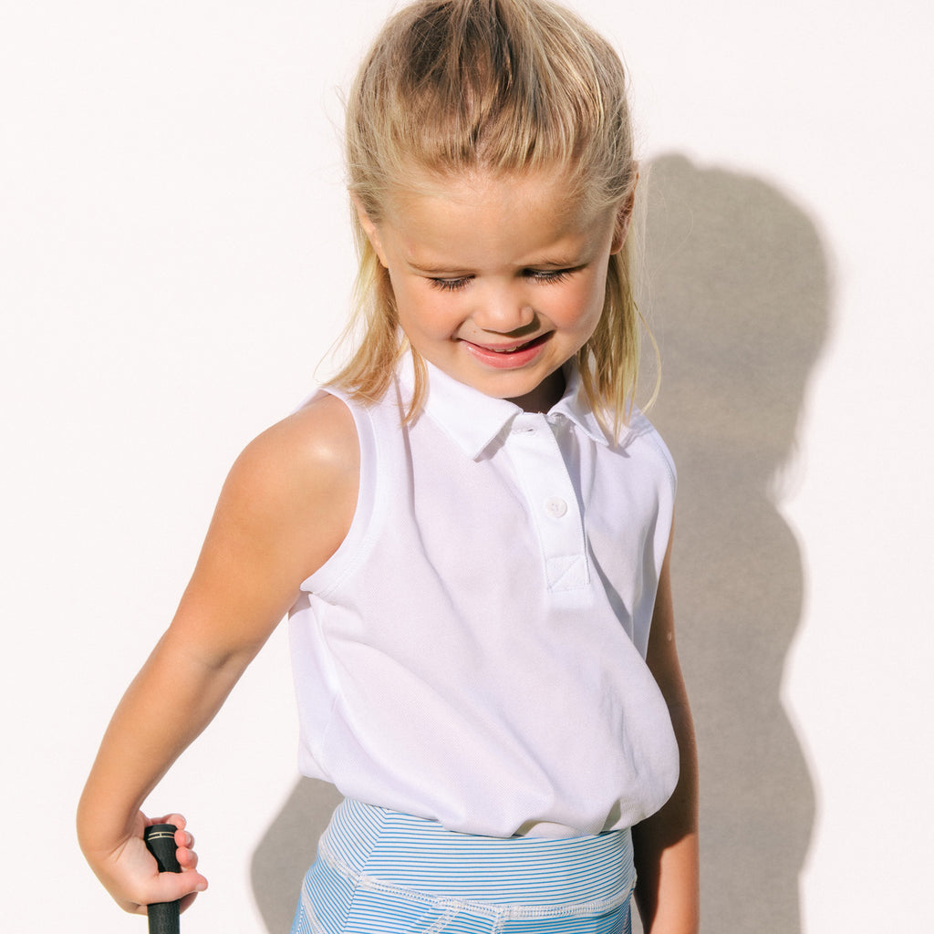 Sleeveless Polo - White